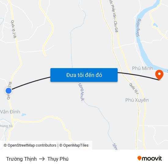 Trường Thịnh to Thụy Phú map