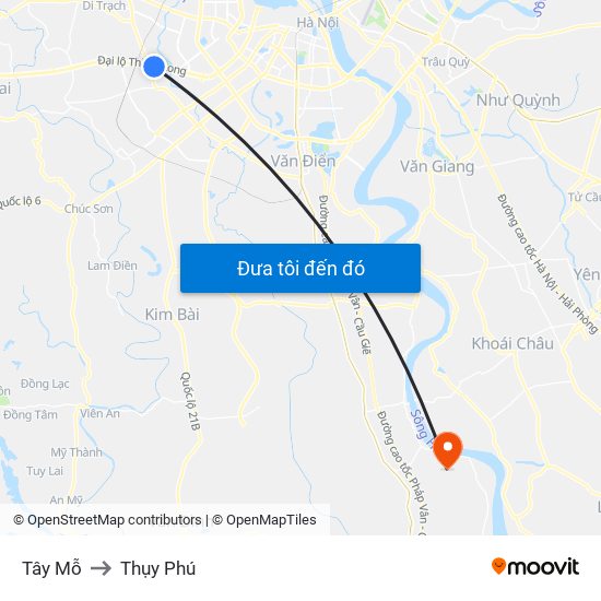 Tây Mỗ to Thụy Phú map