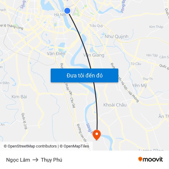 Ngọc Lâm to Thụy Phú map