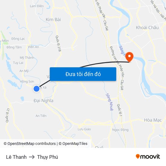 Lê Thanh to Thụy Phú map