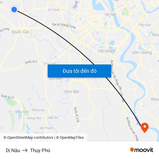 Dị Nậu to Thụy Phú map