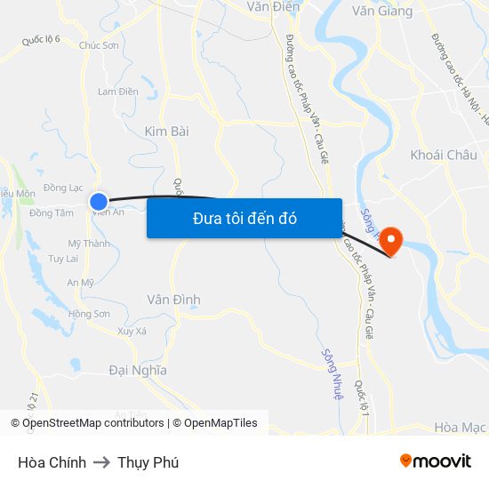Hòa Chính to Thụy Phú map