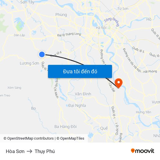 Hòa Sơn to Thụy Phú map