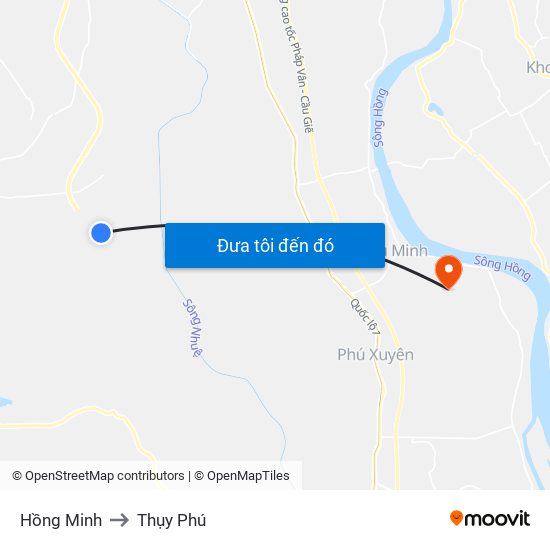 Hồng Minh to Thụy Phú map