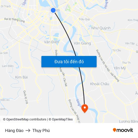 Hàng Đào to Thụy Phú map