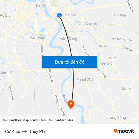 Cự Khối to Thụy Phú map