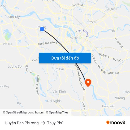 Huyện Đan Phượng to Thụy Phú map