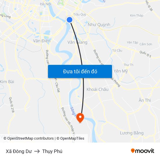 Xã Đông Dư to Thụy Phú map