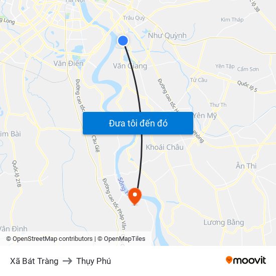 Xã Bát Tràng to Thụy Phú map