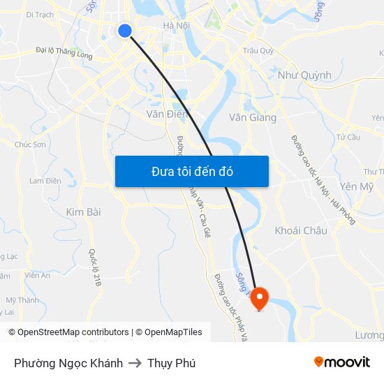 Phường Ngọc Khánh to Thụy Phú map