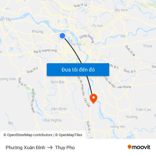 Phường Xuân Đỉnh to Thụy Phú map