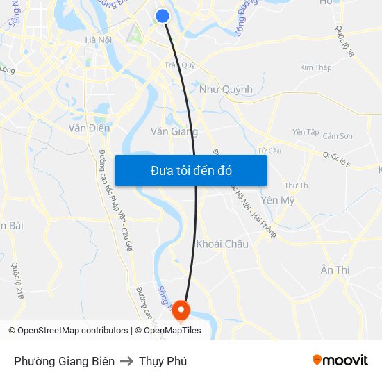 Phường Giang Biên to Thụy Phú map