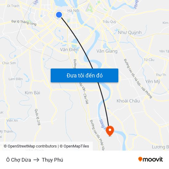 Ô Chợ Dừa to Thụy Phú map