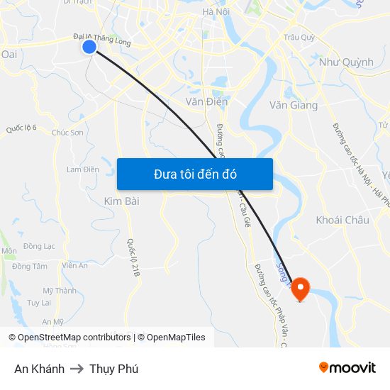 An Khánh to Thụy Phú map
