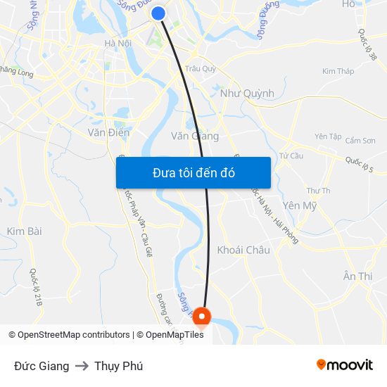 Đức Giang to Thụy Phú map