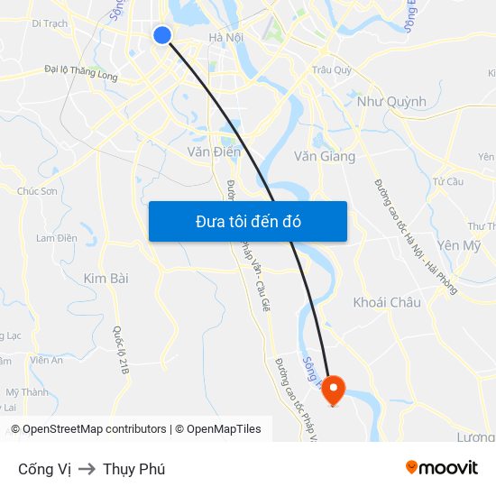 Cống Vị to Thụy Phú map