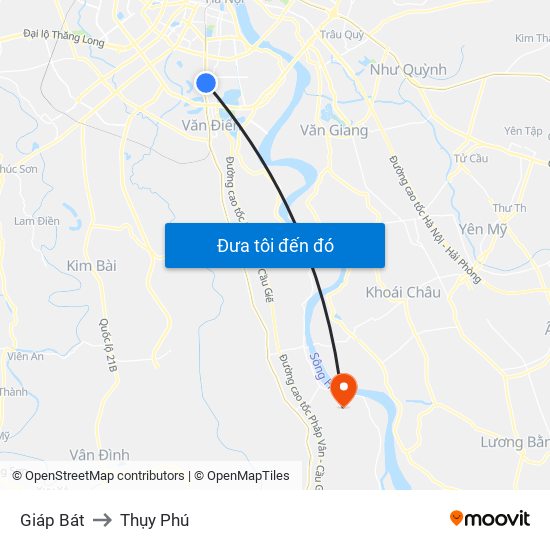 Giáp Bát to Thụy Phú map