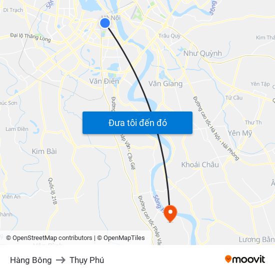 Hàng Bông to Thụy Phú map