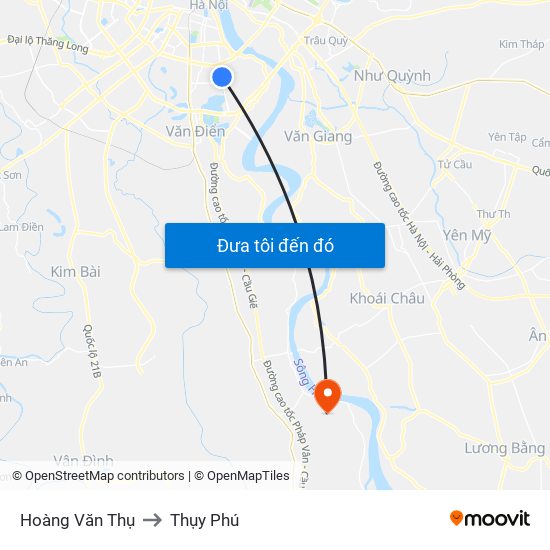 Hoàng Văn Thụ to Thụy Phú map