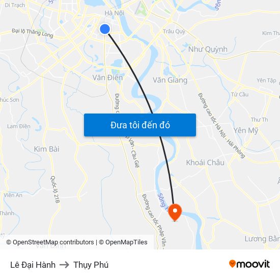 Lê Đại Hành to Thụy Phú map