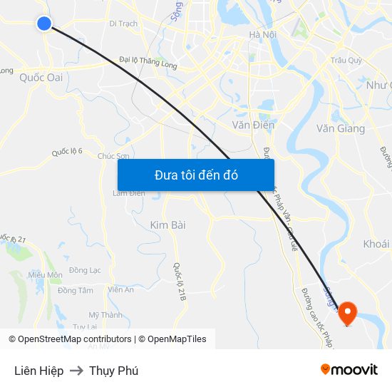 Liên Hiệp to Thụy Phú map