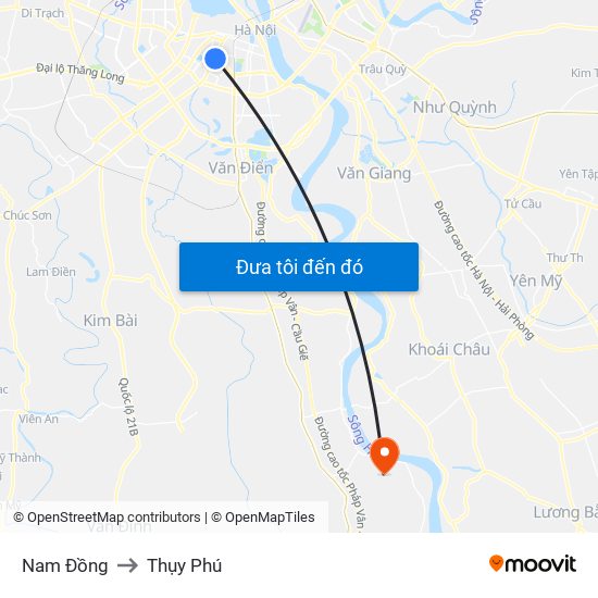 Nam Đồng to Thụy Phú map