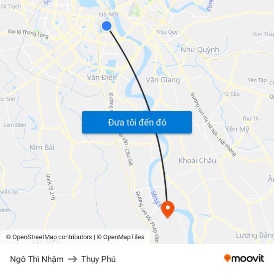 Ngô Thì Nhậm to Thụy Phú map