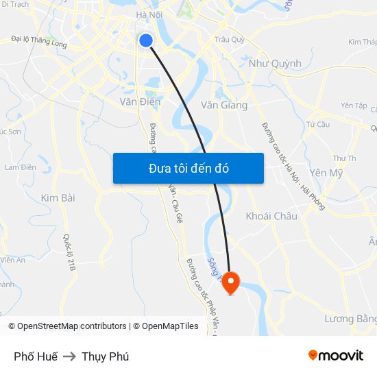 Phố Huế to Thụy Phú map