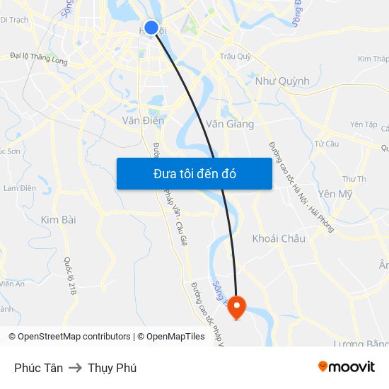 Phúc Tân to Thụy Phú map