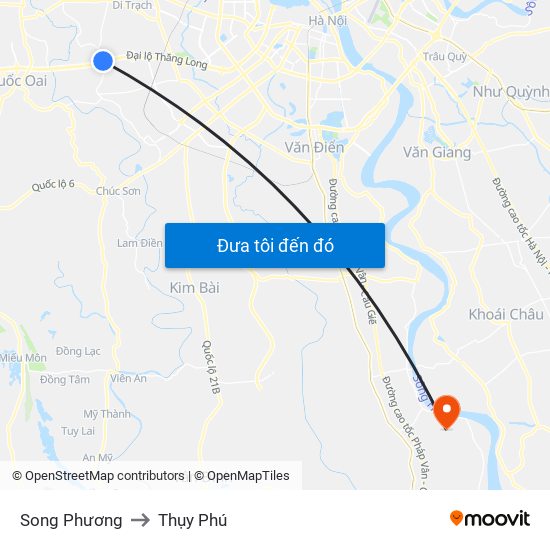 Song Phương to Thụy Phú map