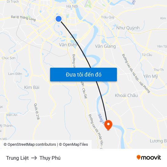 Trung Liệt to Thụy Phú map