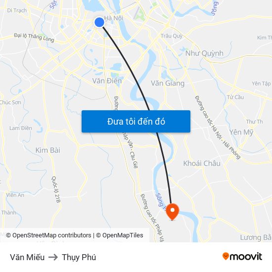 Văn Miếu to Thụy Phú map