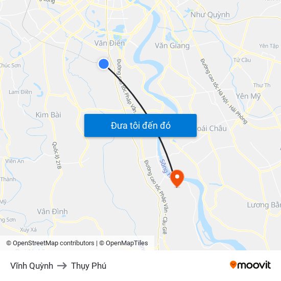 Vĩnh Quỳnh to Thụy Phú map