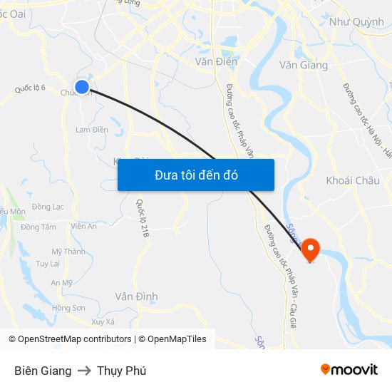 Biên Giang to Thụy Phú map