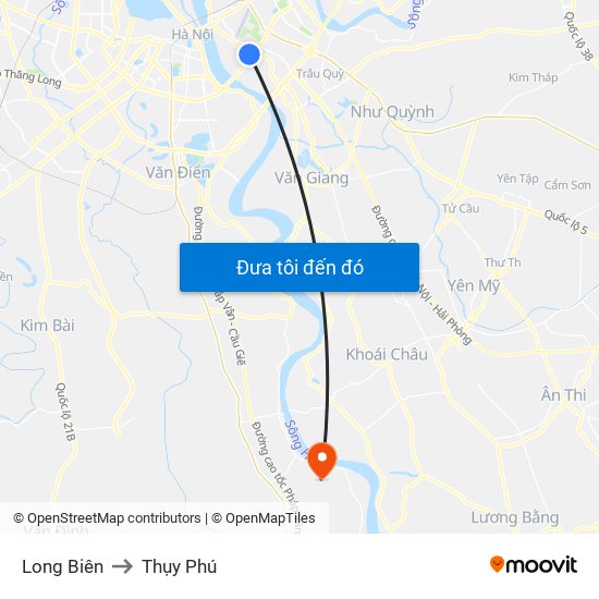 Long Biên to Thụy Phú map