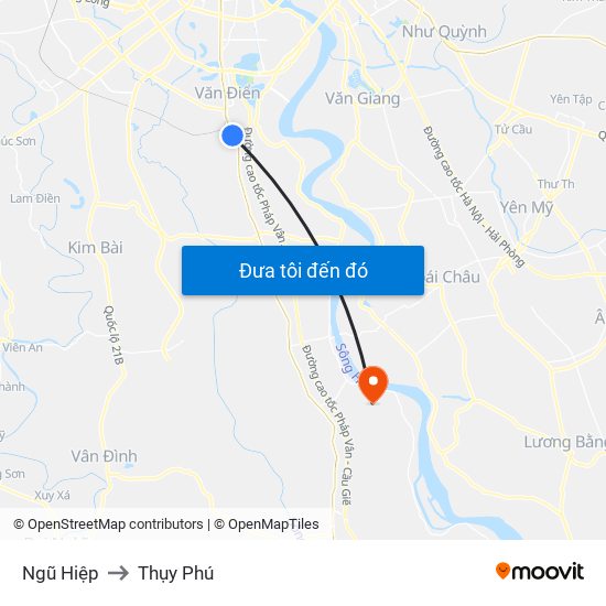 Ngũ Hiệp to Thụy Phú map