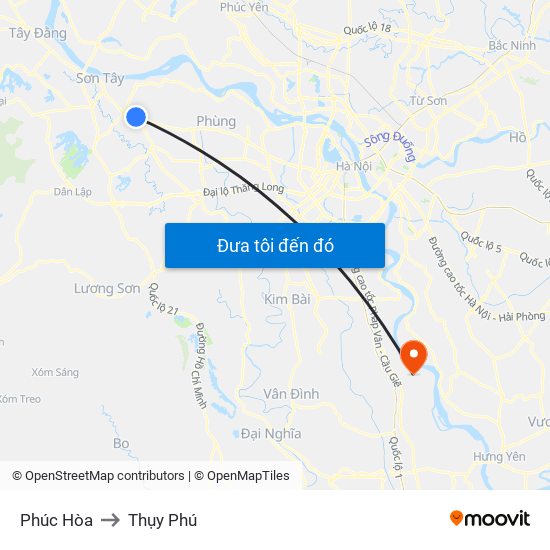 Phúc Hòa to Thụy Phú map