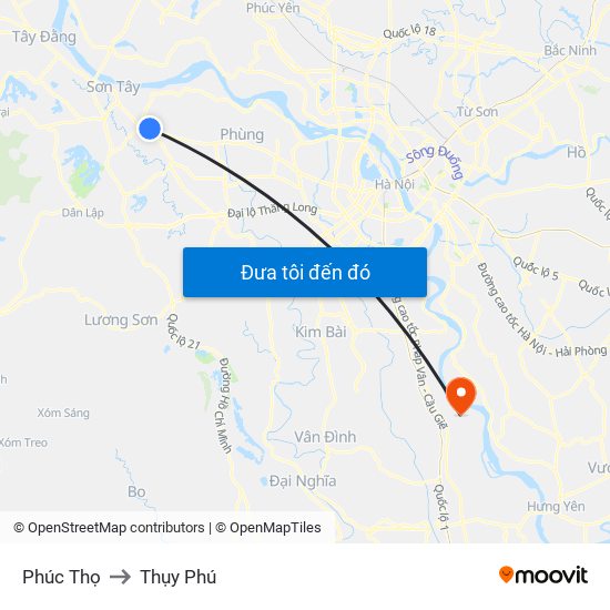 Phúc Thọ to Thụy Phú map