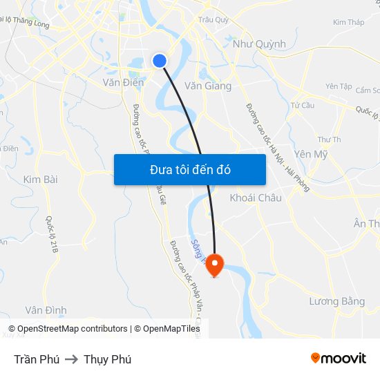Trần Phú to Thụy Phú map