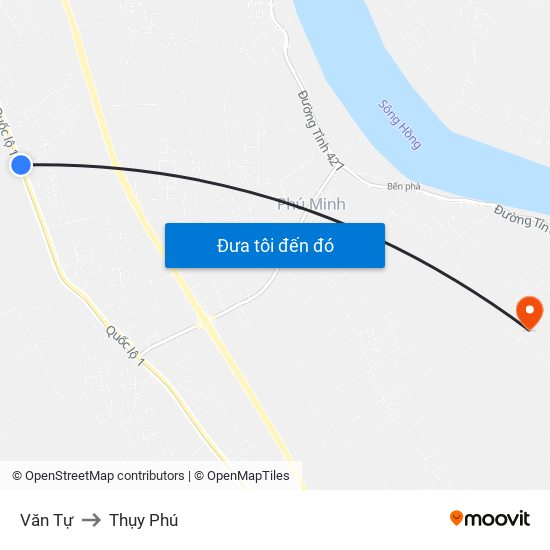Văn Tự to Thụy Phú map