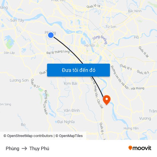 Phùng to Thụy Phú map