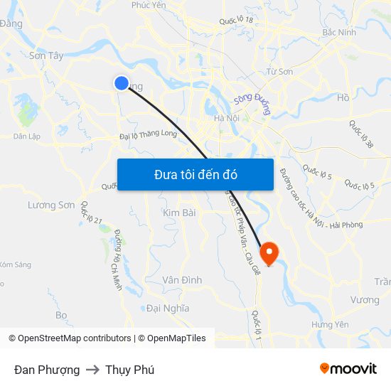 Đan Phượng to Thụy Phú map