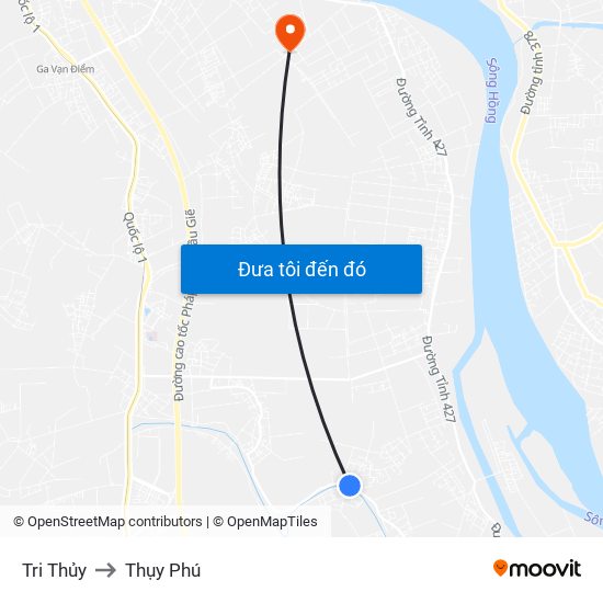 Tri Thủy to Thụy Phú map