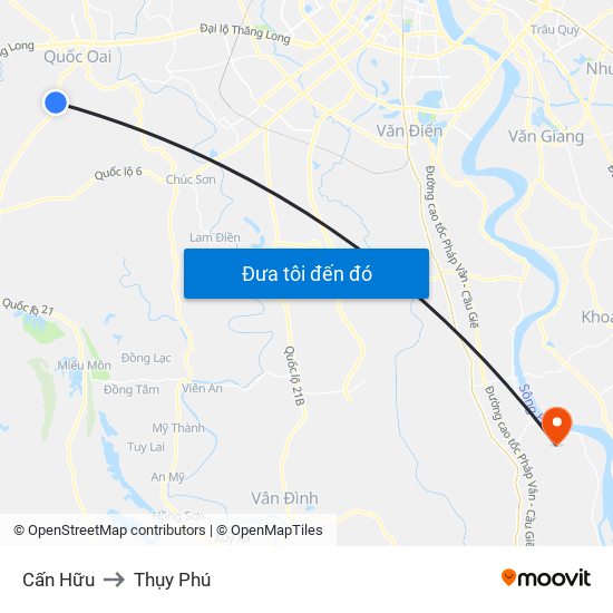 Cấn Hữu to Thụy Phú map