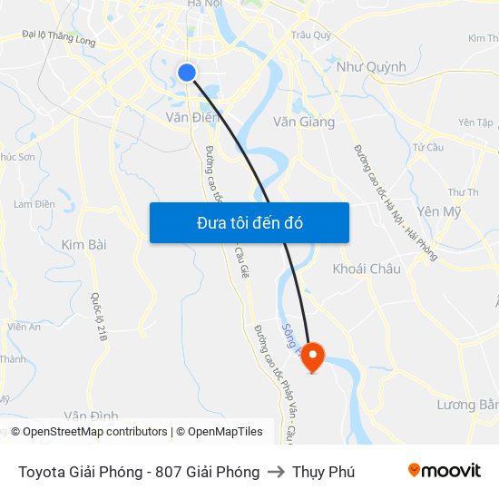 Toyota Giải Phóng - 807 Giải Phóng to Thụy Phú map