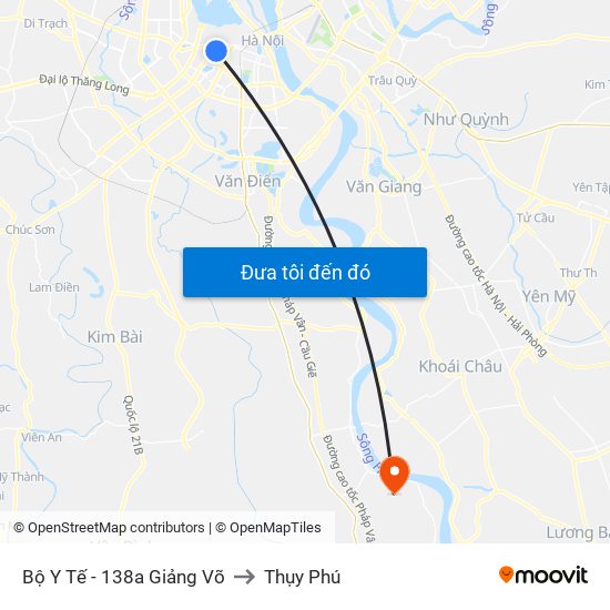 Bộ Y Tế - 138a Giảng Võ to Thụy Phú map