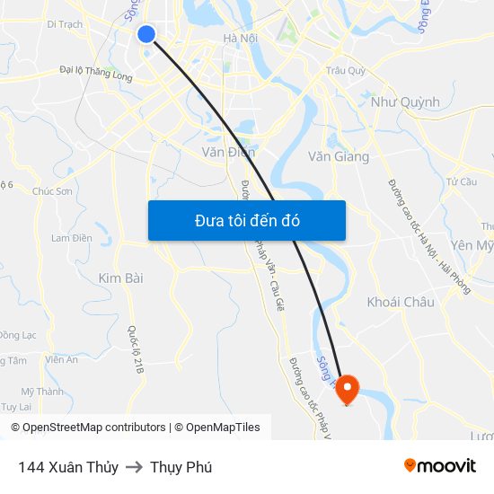144 Xuân Thủy to Thụy Phú map