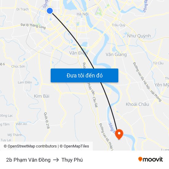 2b Phạm Văn Đồng to Thụy Phú map