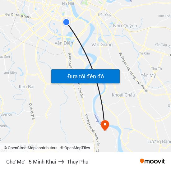 Chợ Mơ - 5 Minh Khai to Thụy Phú map