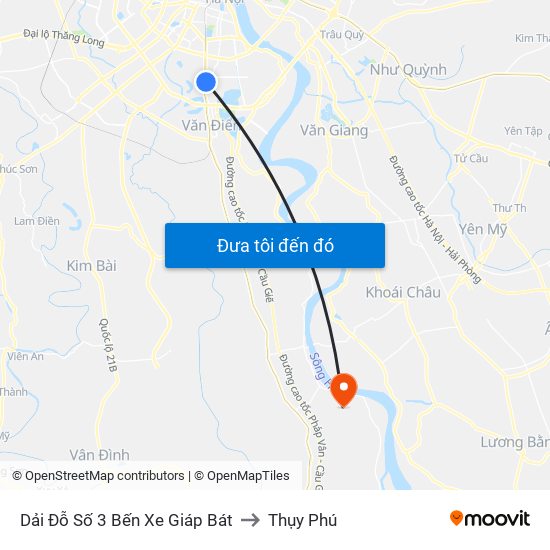 Dải Đỗ Số 3 Bến Xe Giáp Bát to Thụy Phú map